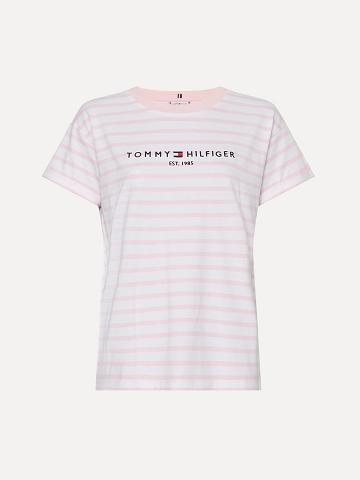 Női Tommy Hilfiger Hilfiger Breton Stripe Póló Rózsaszín | HU 456NWY